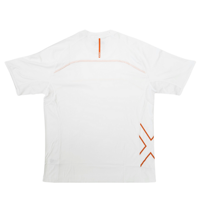 2XU Short Sleeve Fibretech T-Shirt White/Orange - Mens