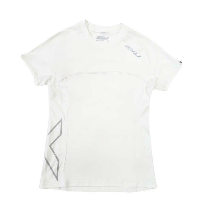 2XU Short Sleeve Fibretech T-Shirt White/Reflective - Womens