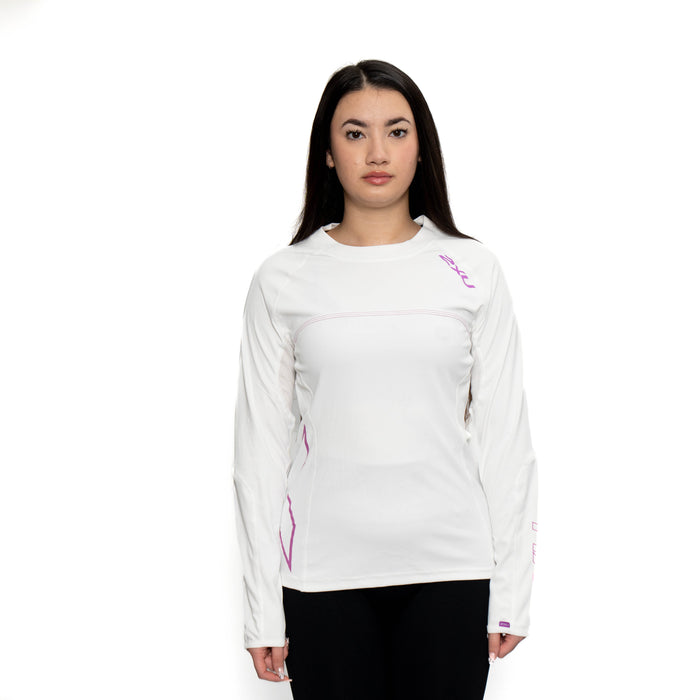 2XU Long Sleeve Fibretech Shirt White/Purple - Womens