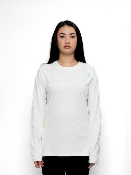 2XU Long Sleeve Fibretech Shirt White/Green - Womens