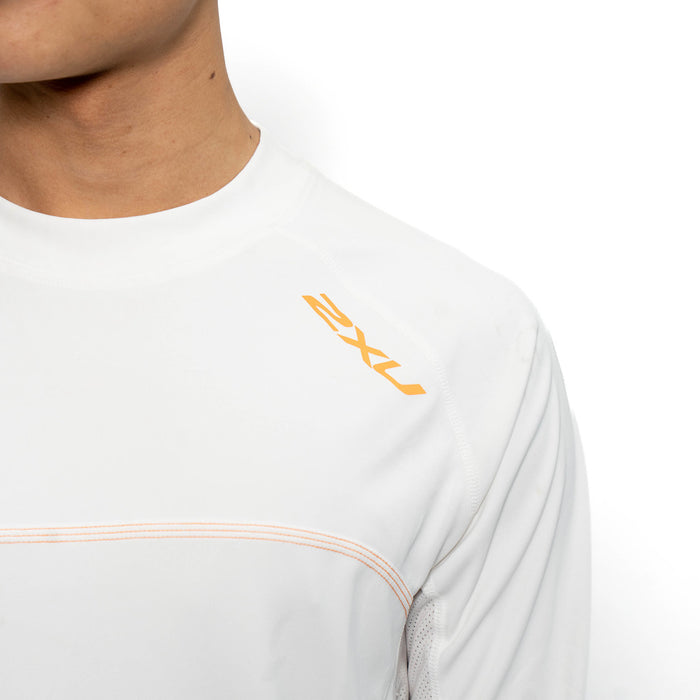 2XU Long Sleeve Fibretech T-Shirt White/Orange - Unisex
