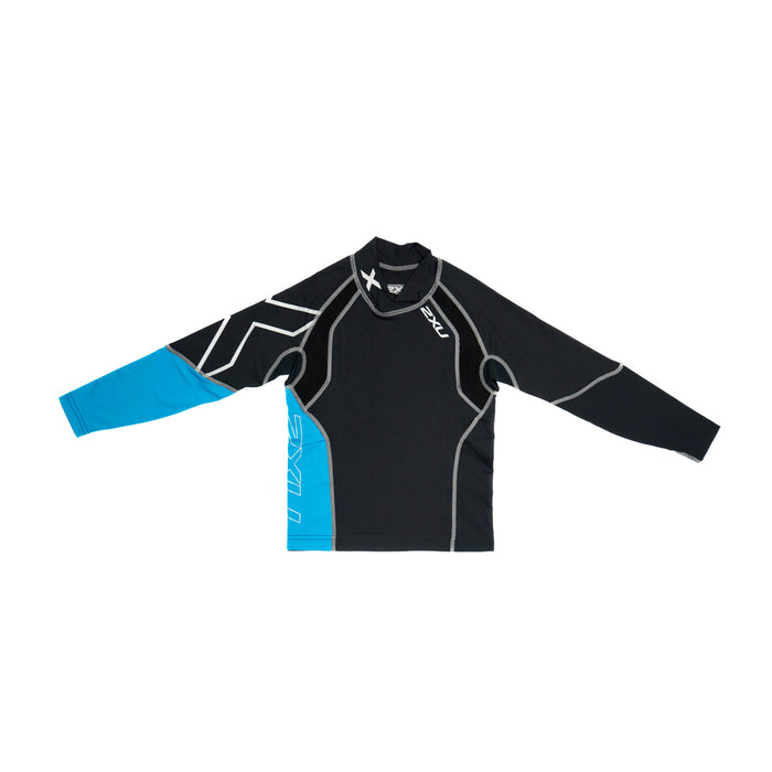 Youth Long Sleeve Power Compression Top Black/Blue - Girls