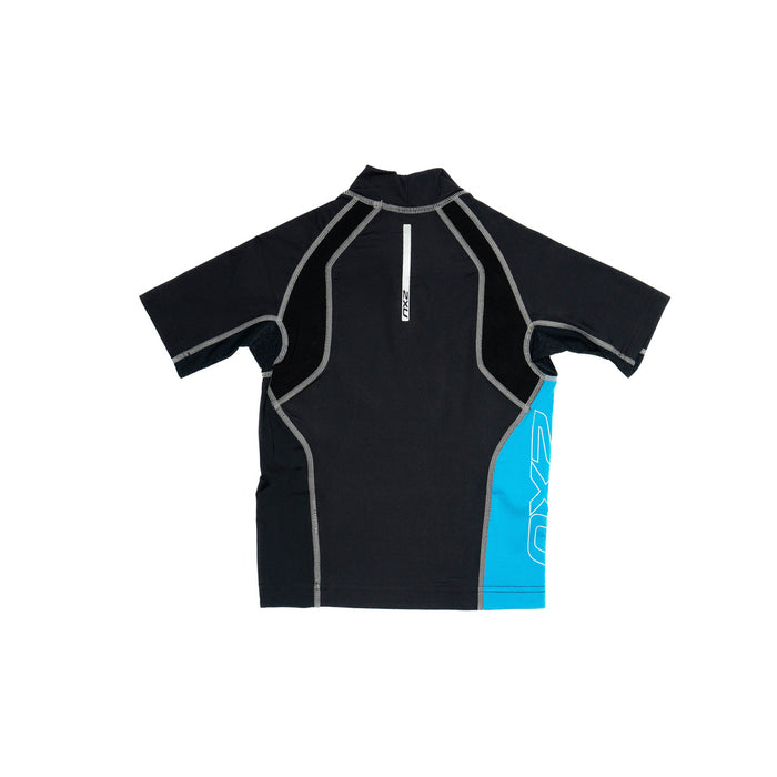 Youth Short Sleeve Power Compression Top Black/Blue - Girls