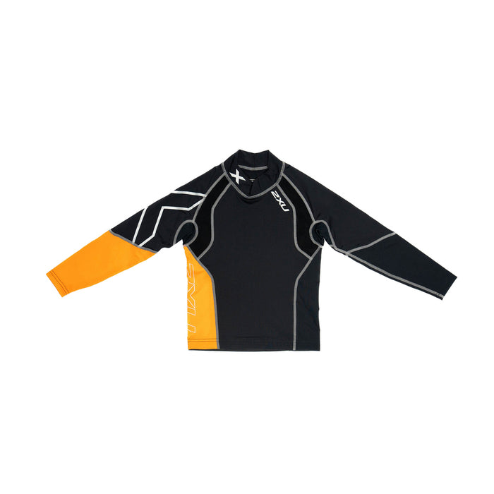 Youth Long Sleeve Power Compression Top Black/Orange - Girls
