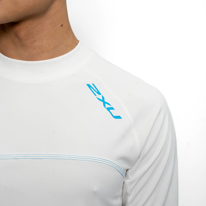 2XU Long Sleeve Fibretech T-Shirt White/Blue - Unisex