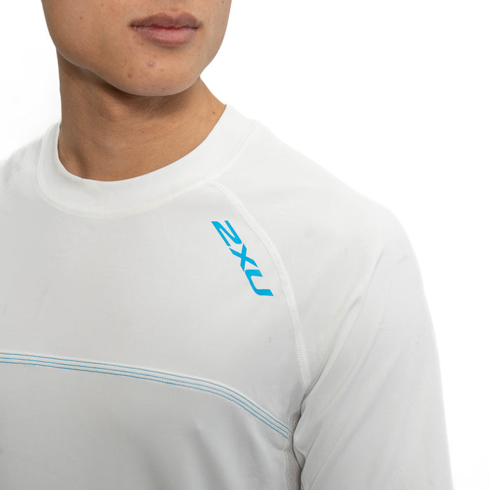 Short Sleeve Compression Top White/Blue - Mens