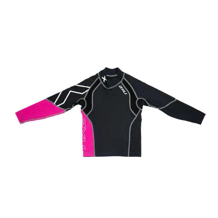 Youth Long Sleeve Power Compression Top Black/Rose - Girls
