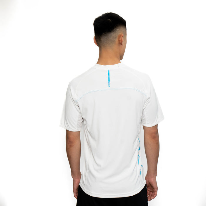Short Sleeve Compression Top White/Blue - Mens