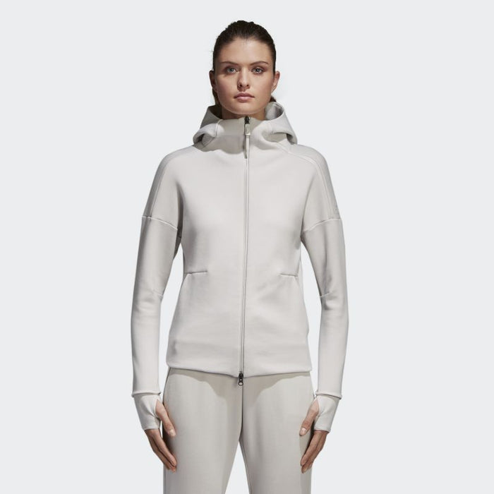 ZNE Grey Sweatshirt Jacket Full Zip Hood Womens
